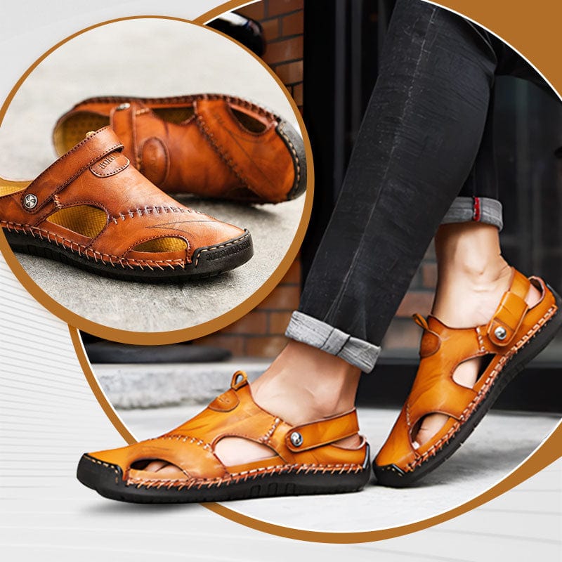 Men's Leather Sandals in Roman Style – Black