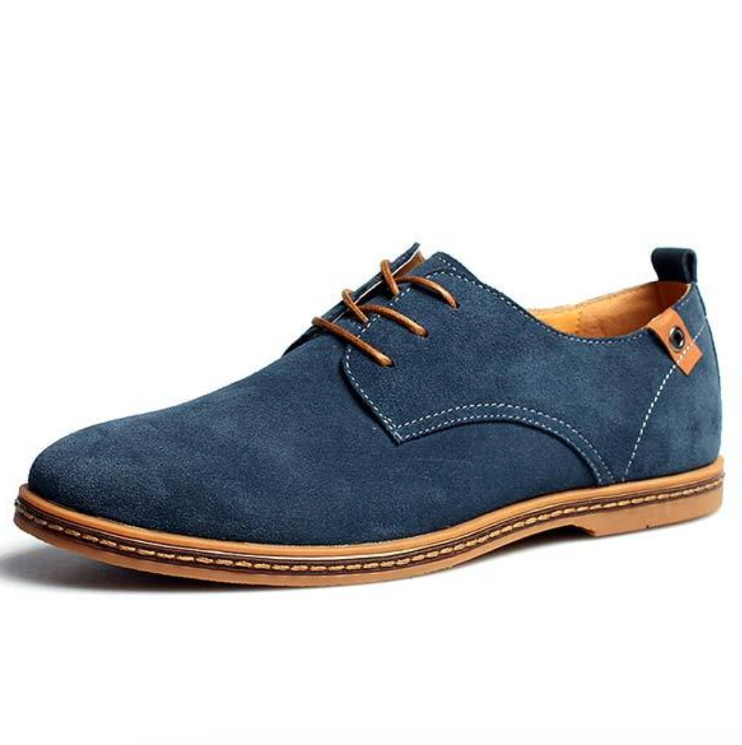 Men's Leather Shoes with Decorative Stitching