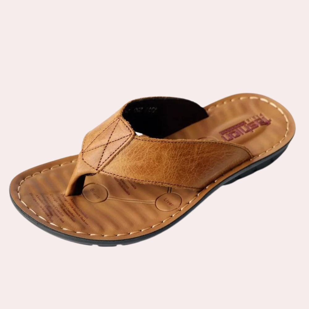 Men's Leather Slides with Ergonomic Footbed – Black