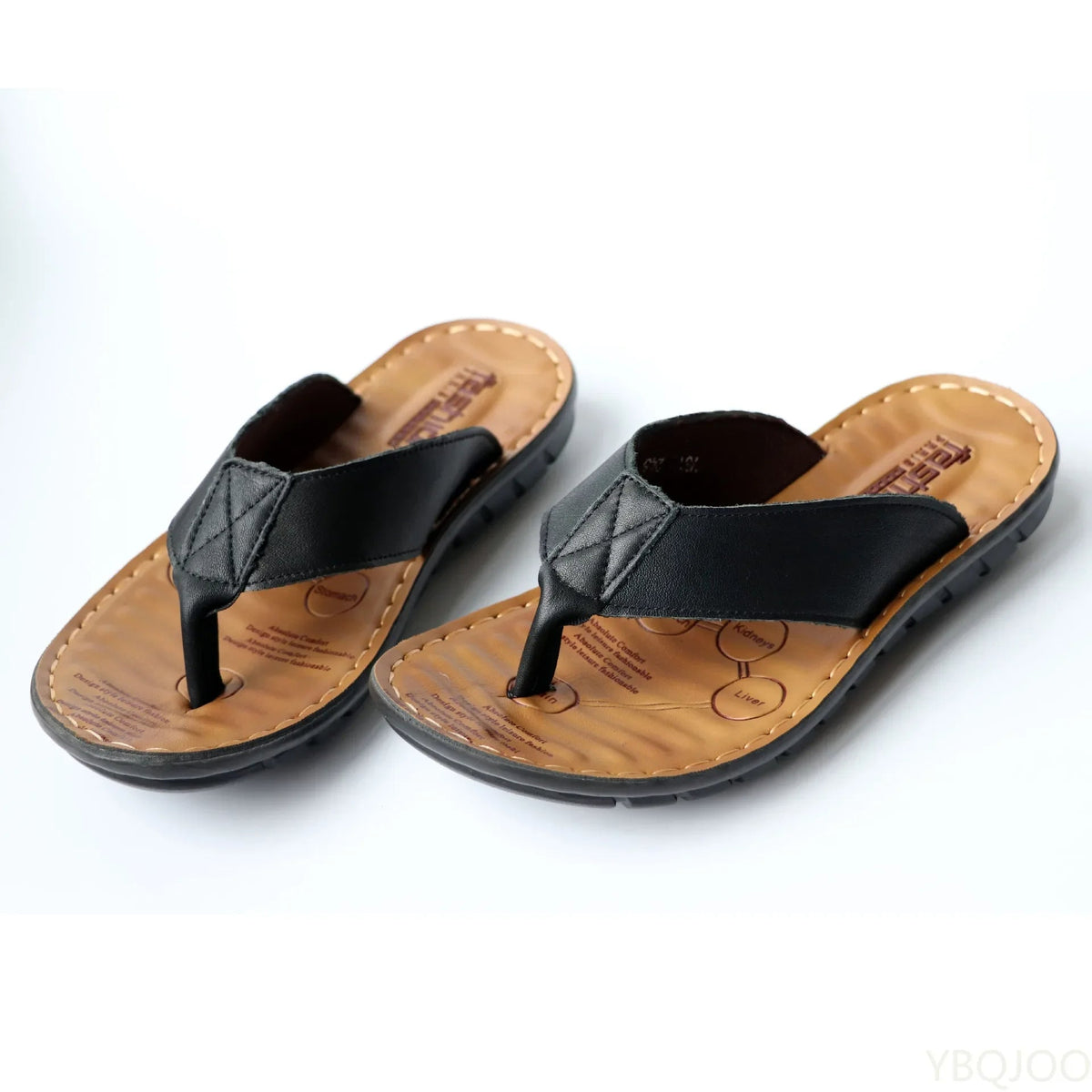Men's Leather Slides with Wide Straps