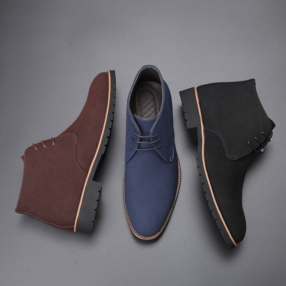 Men's Leather Slip-On Ankle Boots, Elegant