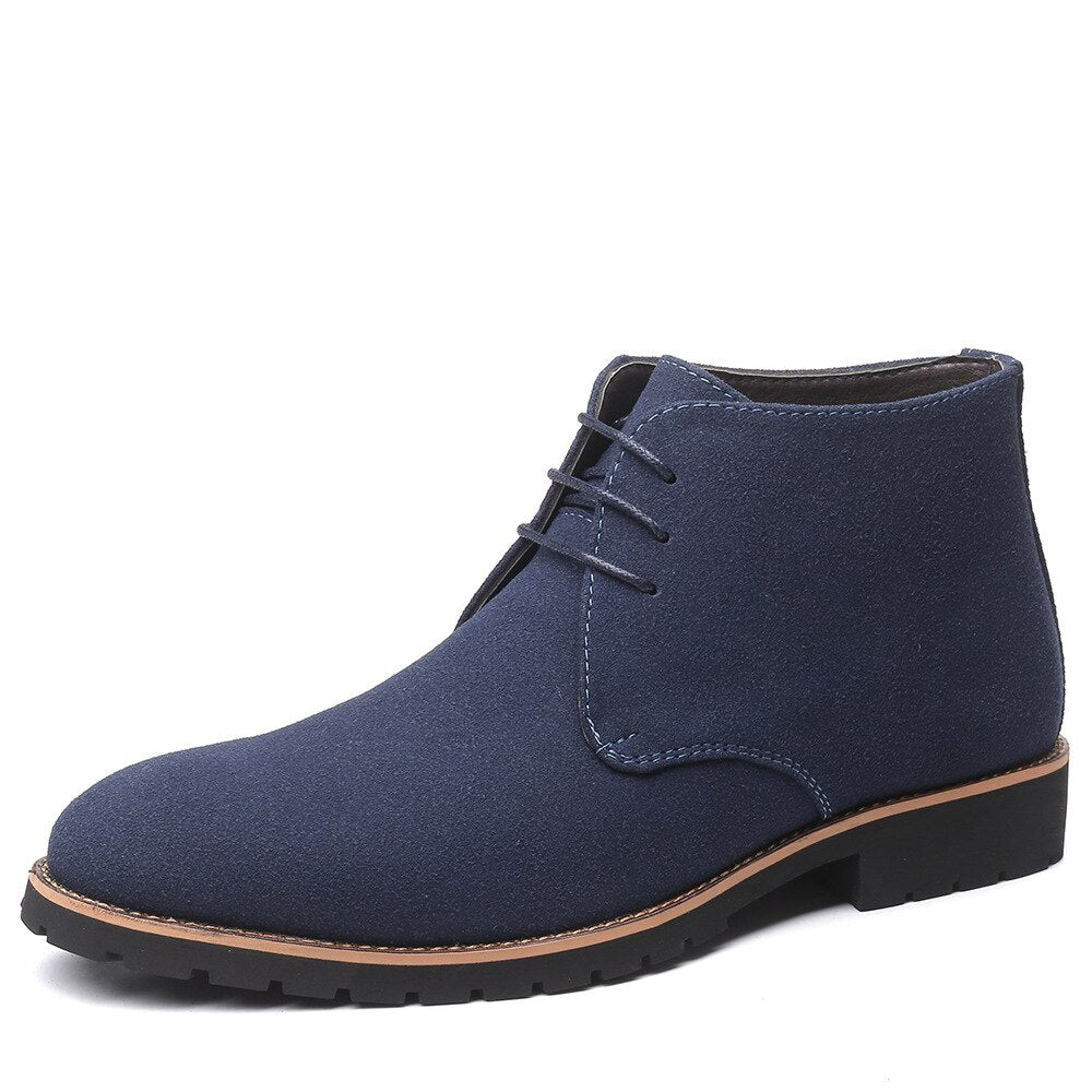 Men's Leather Slip-On Ankle Boots, Elegant – Black