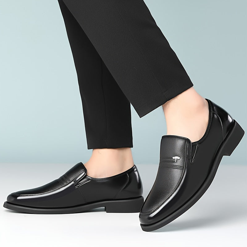 Men's Leather Slip-On Loafers, Breathable – Black