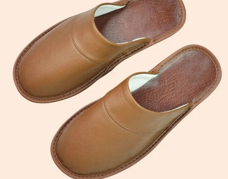 Men's Leather Slippers, Durable and Elegant – Coffee