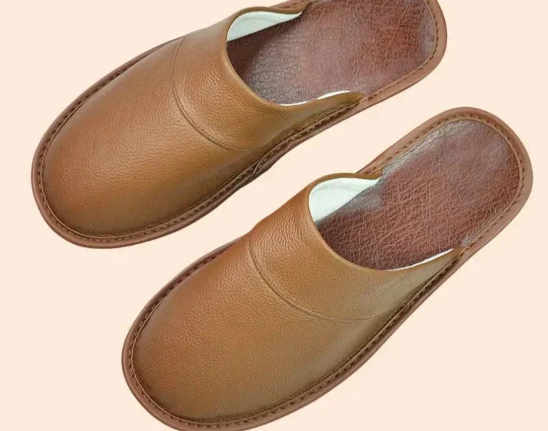 Men's Leather Slippers for Cool Evenings – Coffee