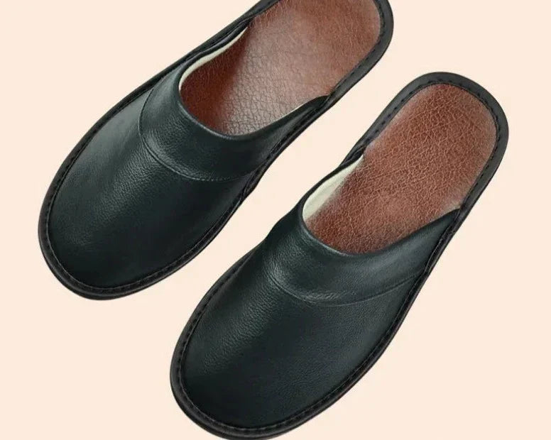Men's Leather Slippers for Cool Evenings
