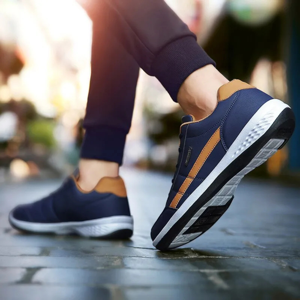 Men's Supportive Leather Sneakers – Blue