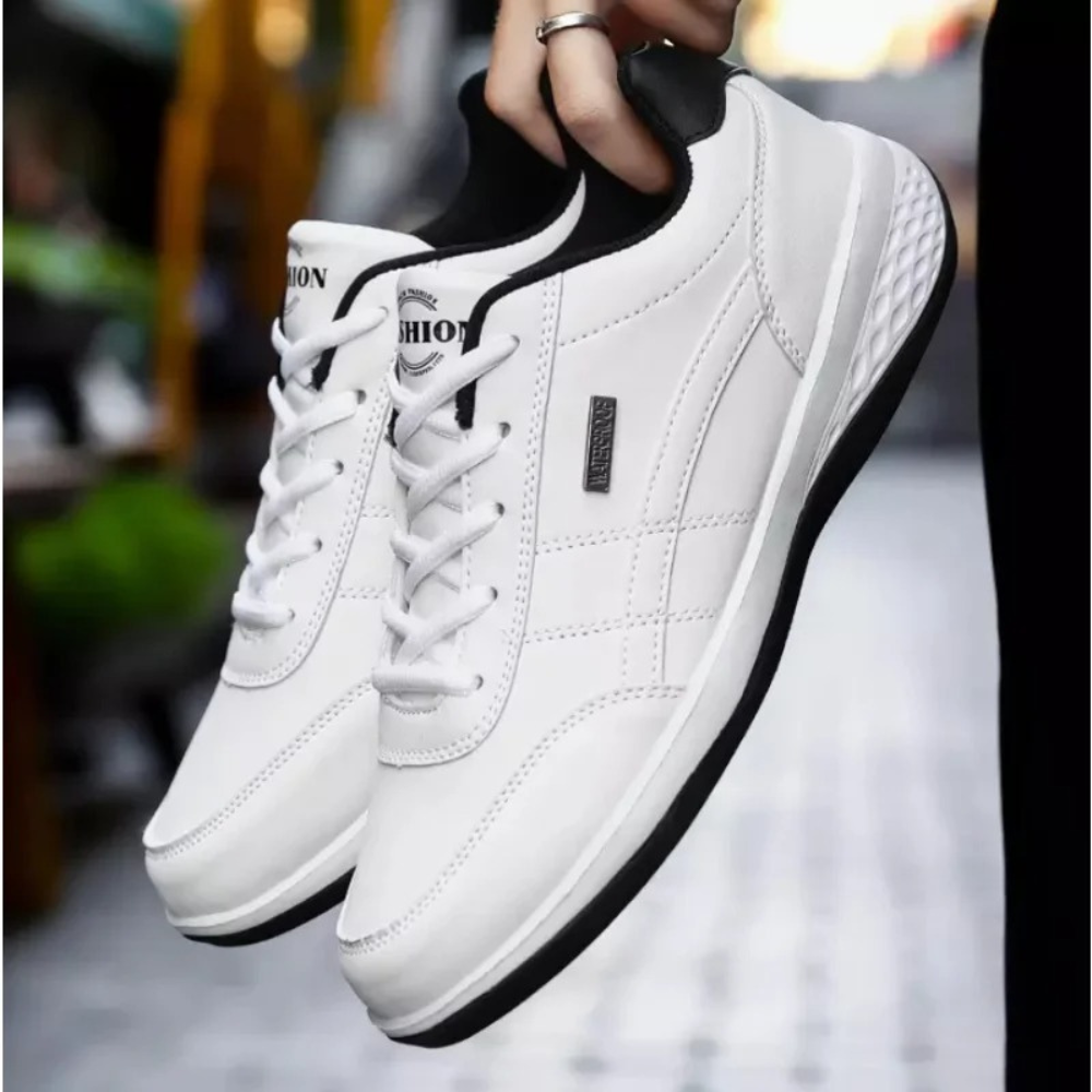 Men's Supportive Leather Sneakers – Blue