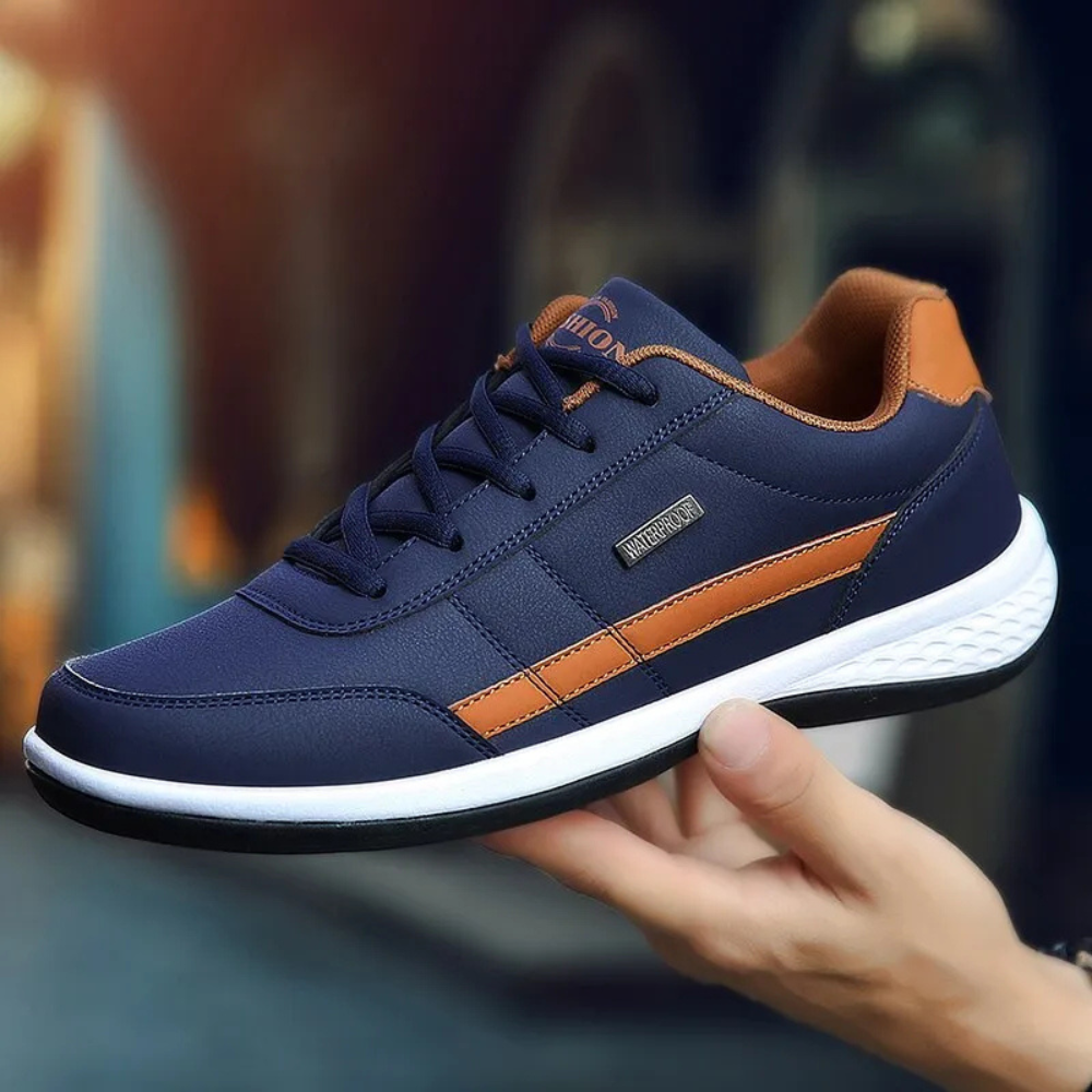 Men's Supportive Leather Sneakers – Blue