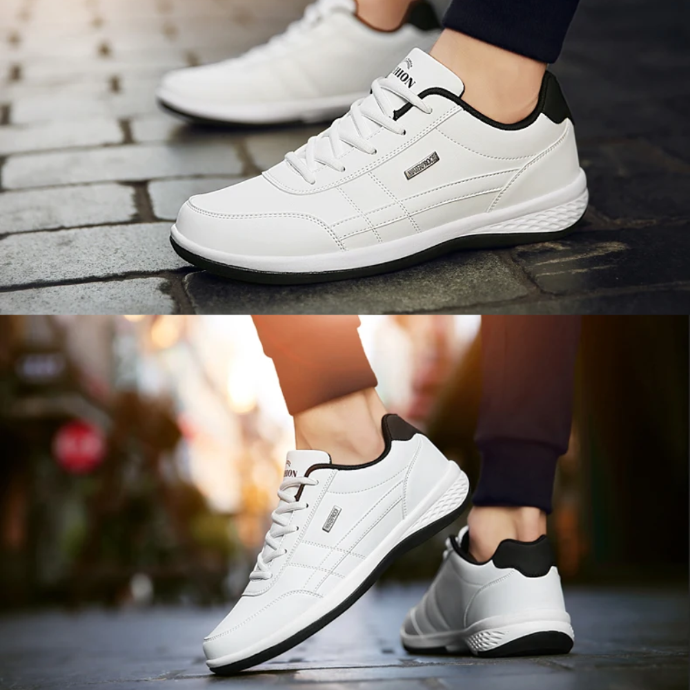 Men's Supportive Leather Sneakers – Blue