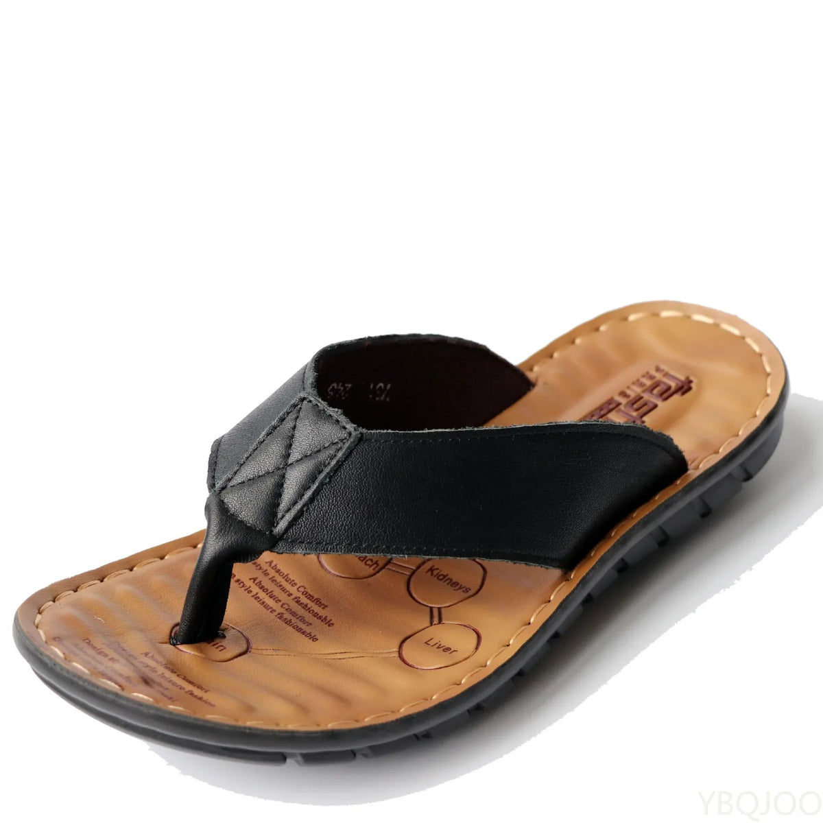 Men's Leather Summer Slides, Non-Slip – Black