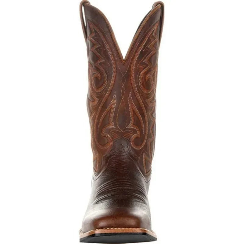 Men's Leather Western-Style Cowboy Boots – Brown