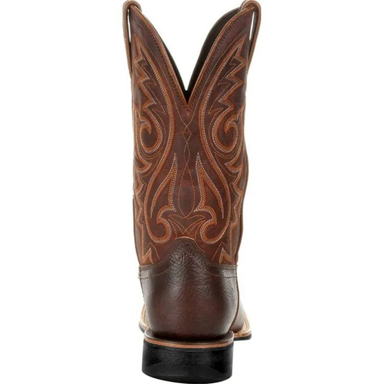 Men's Leather Western-Style Cowboy Boots – Brown