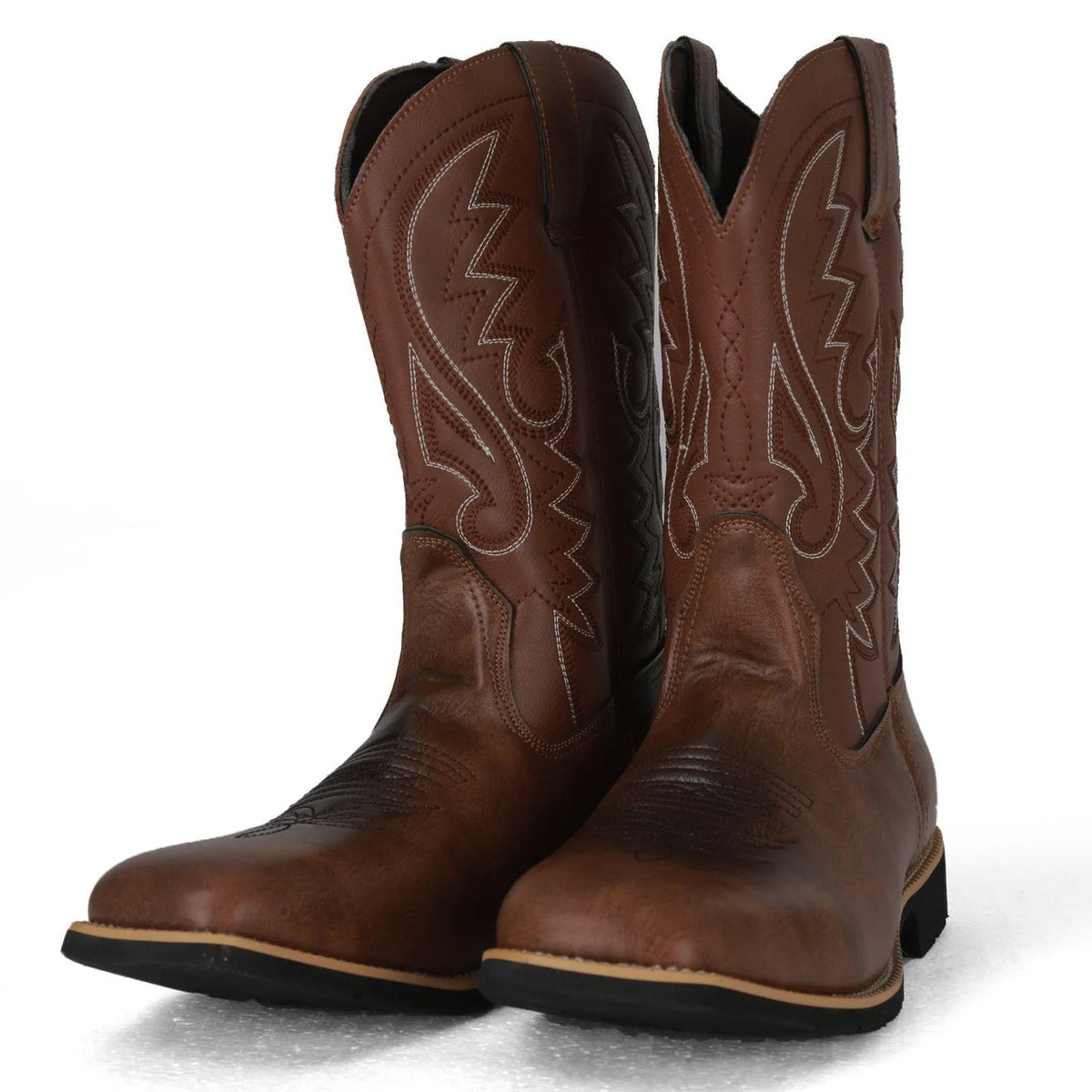 Men's Leather Western-Style Cowboy Boots – Brown