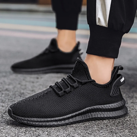 Men's Lightweight Supportive Mesh Shoes – Black