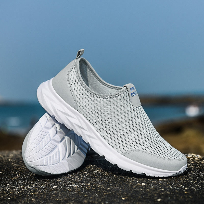 Men's Lightweight Slip-On Mesh Sneakers – Grey