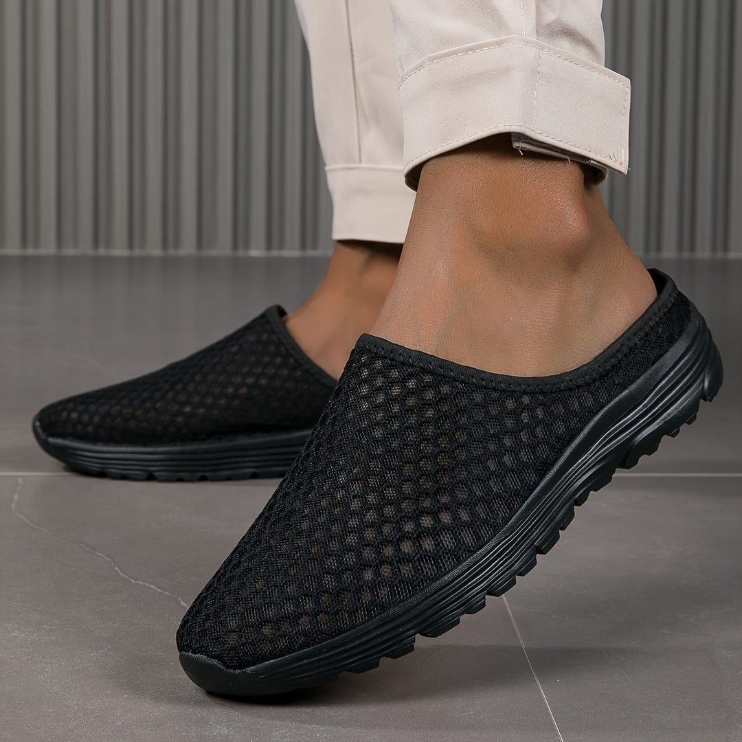 Men's Lightweight Slip-On Slippers, Breathable – Black