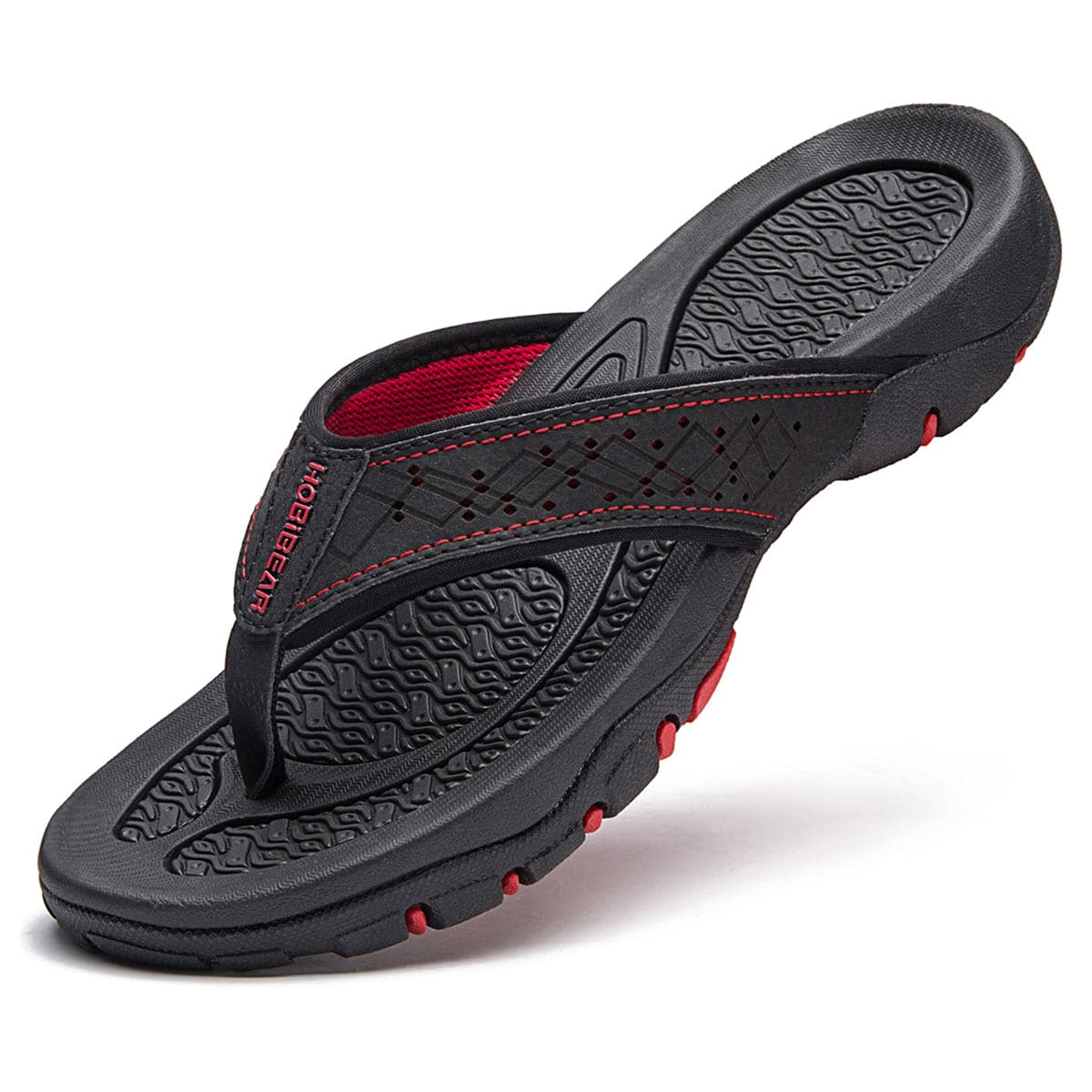 Men's Supportive Everyday Slides – Black with Red