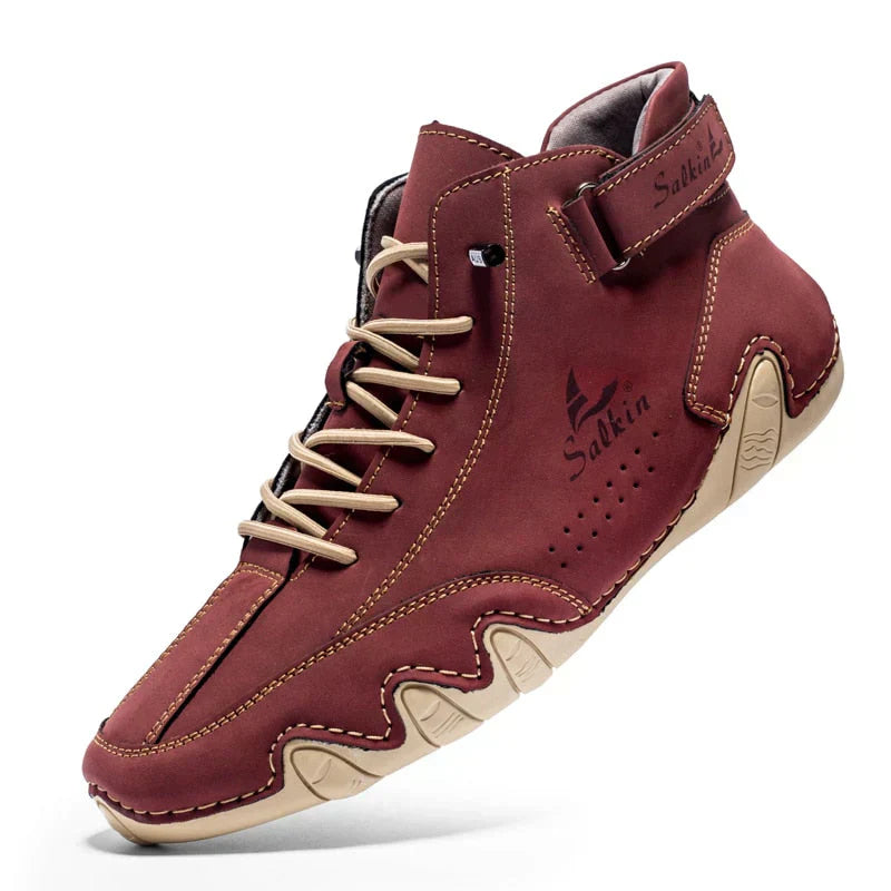Men's Supportive Leather Everyday Shoes – Red