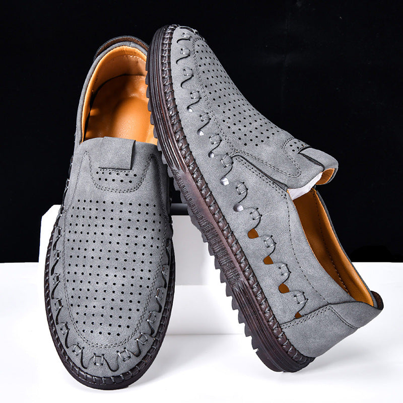 Men's Comfort Leather Loafers, Breathable – Beige