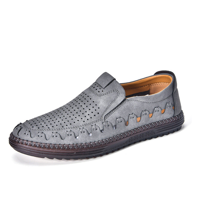 Men's Comfort Leather Loafers, Breathable – Grey