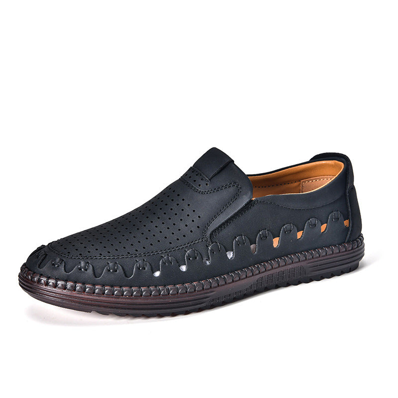 Men's Comfort Leather Loafers, Breathable – Black