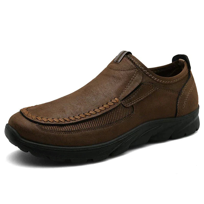 Men's Supportive Leather Shoes with Wide Toe – Dark Brown