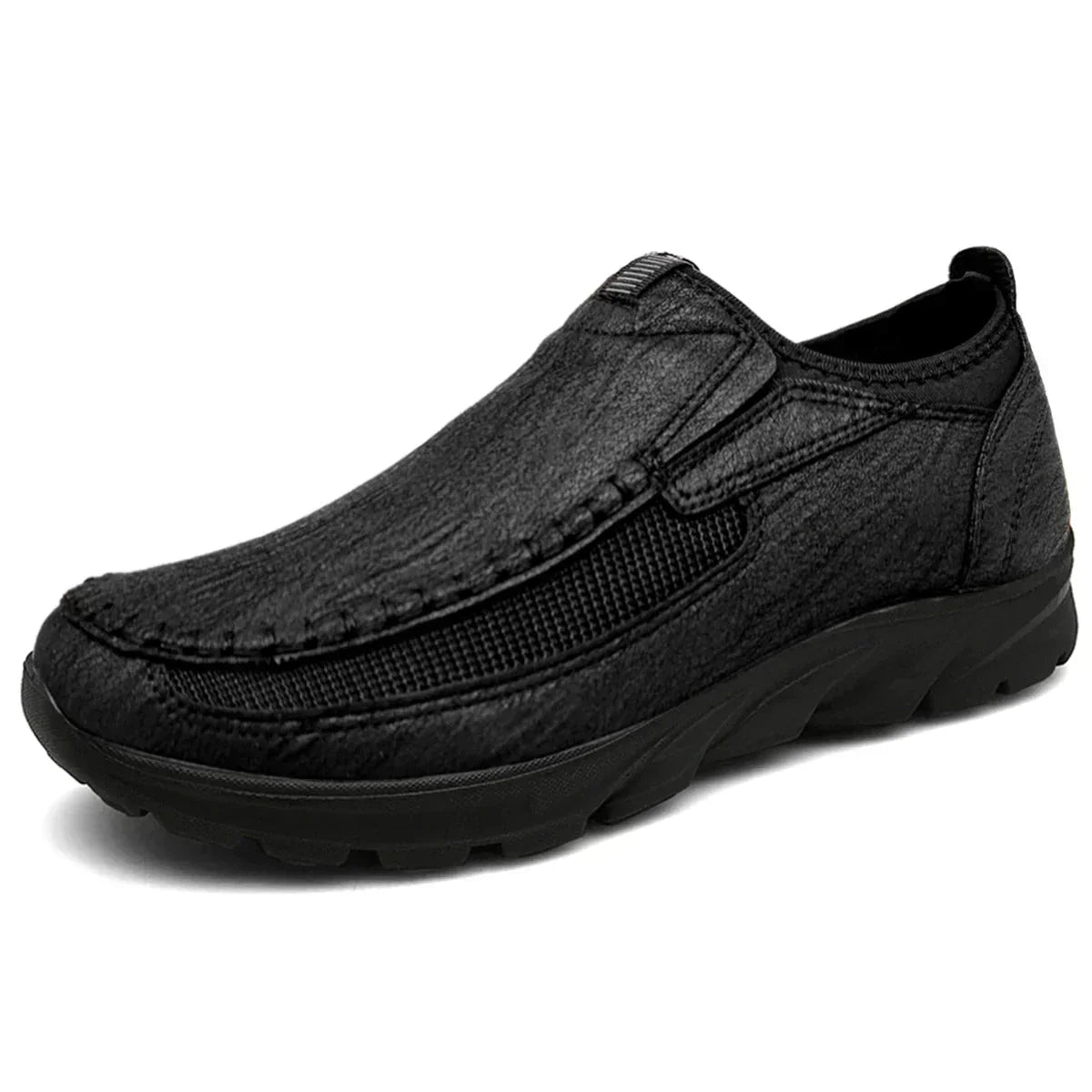 Men's Supportive Leather Shoes with Wide Toe – Black