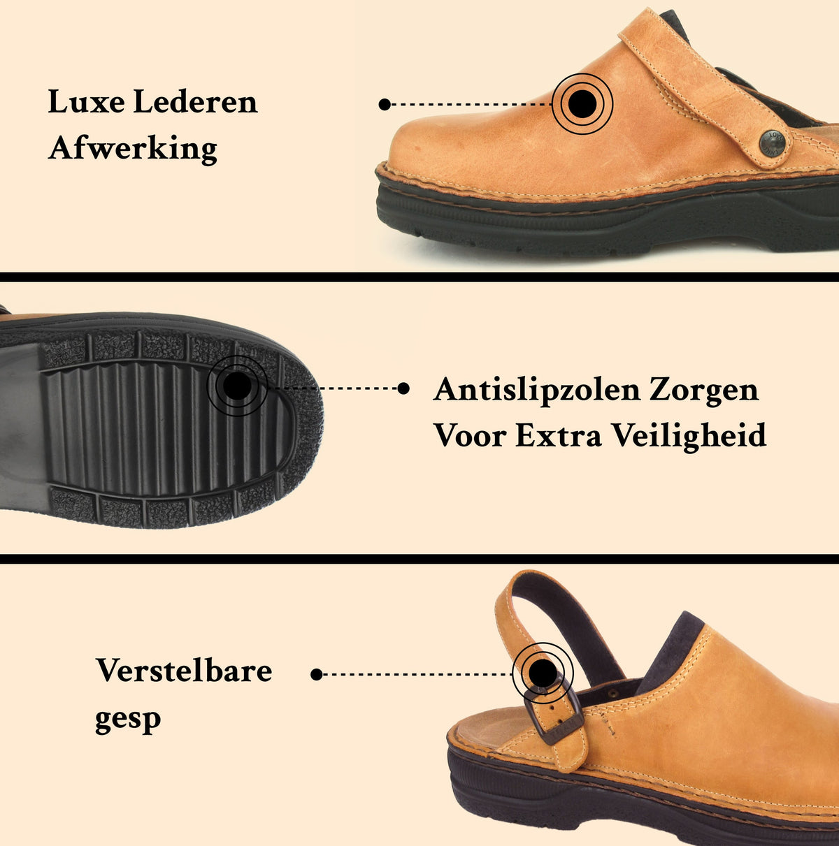 Men's Comfort Leather-Look Slippers with Adjustable Strap – Black