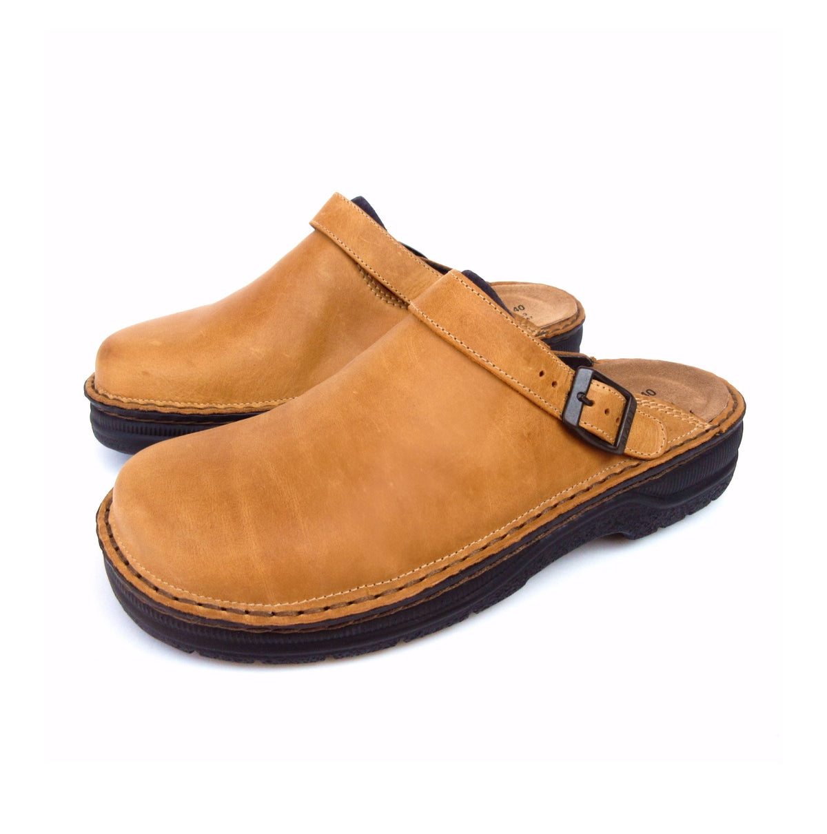 Men's Comfort Leather-Look Slippers with Adjustable Strap
