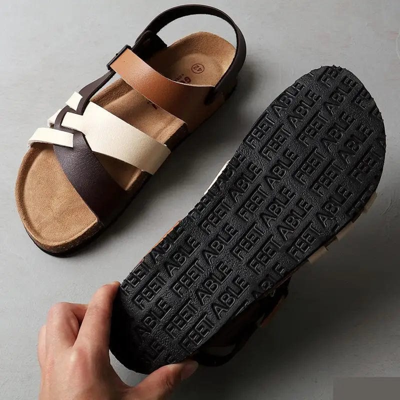 Men's Supportive Leather Velcro Sandals