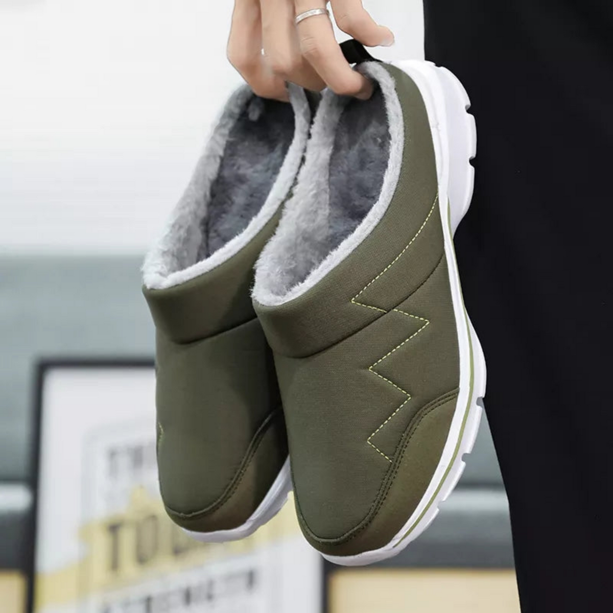 Men's Comfort Slippers with Non-Slip Sole – Green