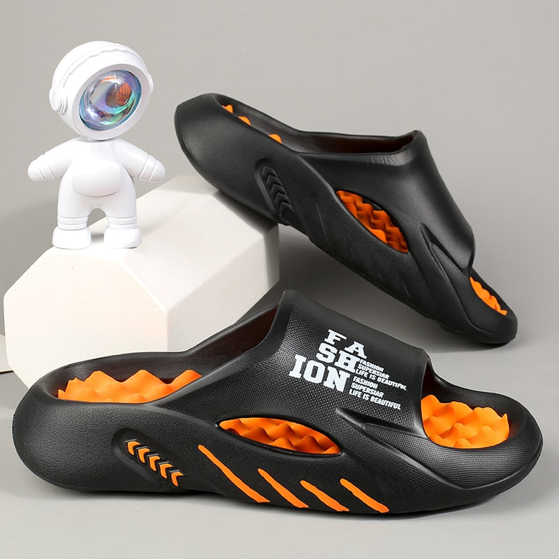 Men's Non-Slip Pool Slides with Ergonomic Footbed – White
