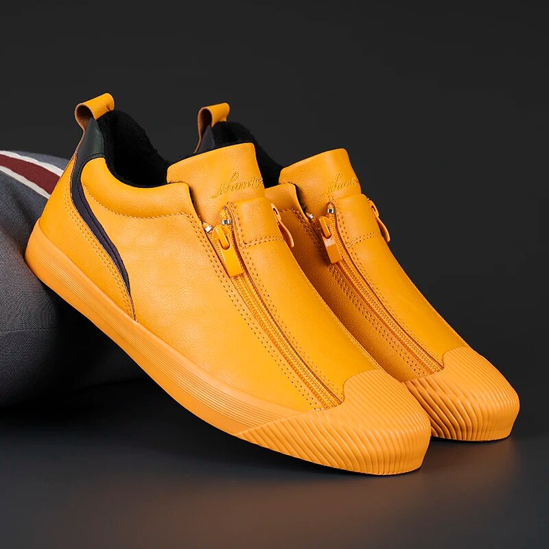 Men's Premium Leather Sneakers, Smooth – Amber