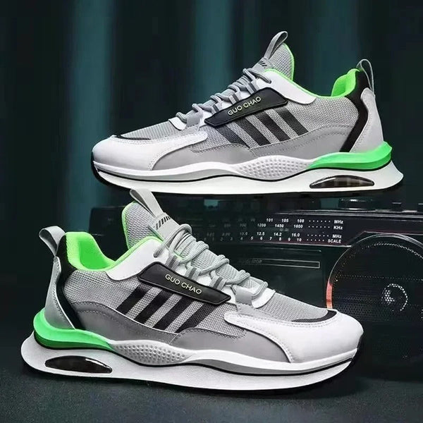 Men's Retro Sneakers in Suede and Mesh – Green