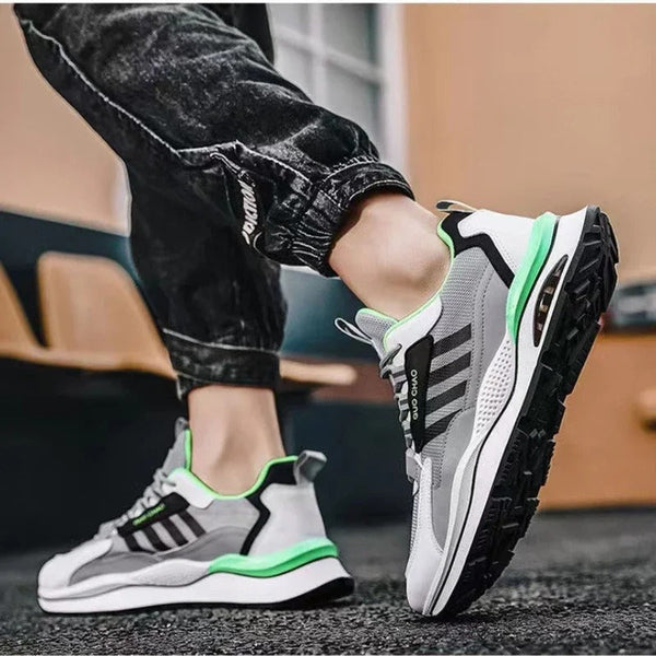 Men's Retro Sneakers in Suede and Mesh – Green