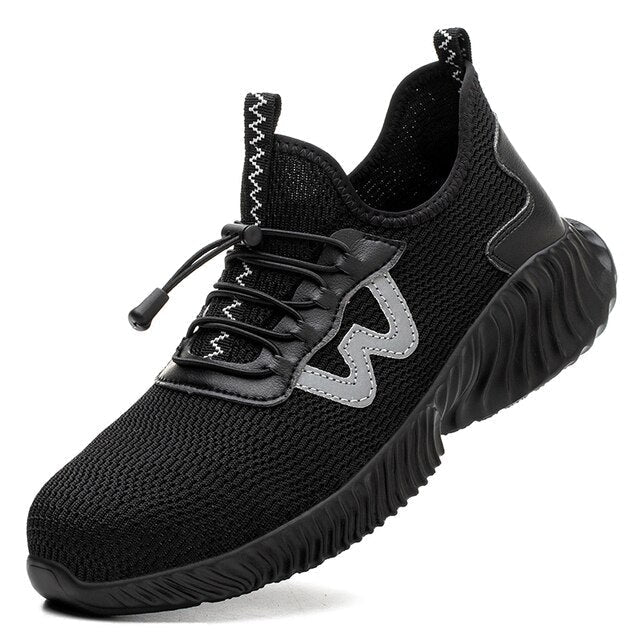 Men's Non-Slip Work Shoes with Wide Steel Toe – Black