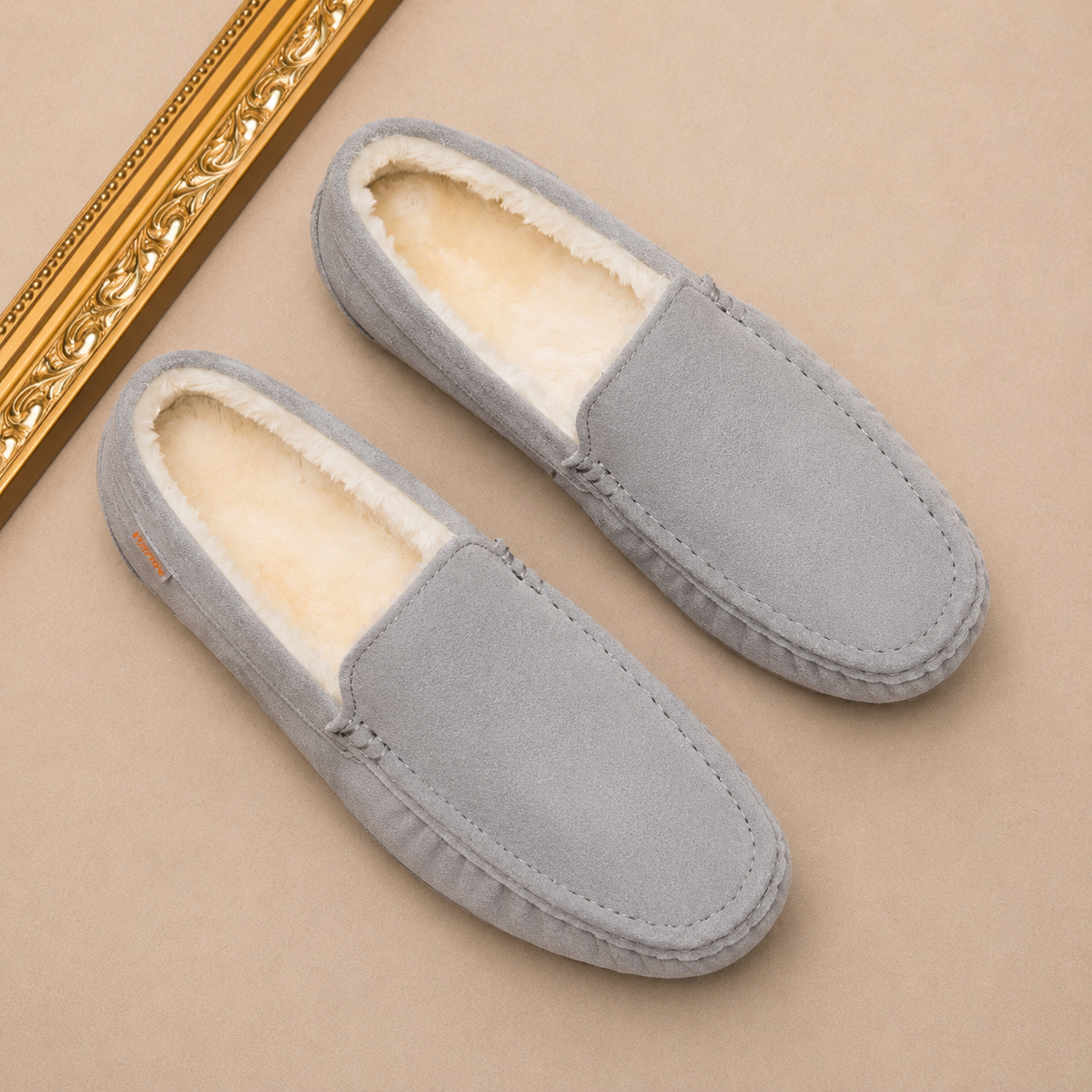 Men's Sheep's Wool Slippers, Non-Slip – Grey