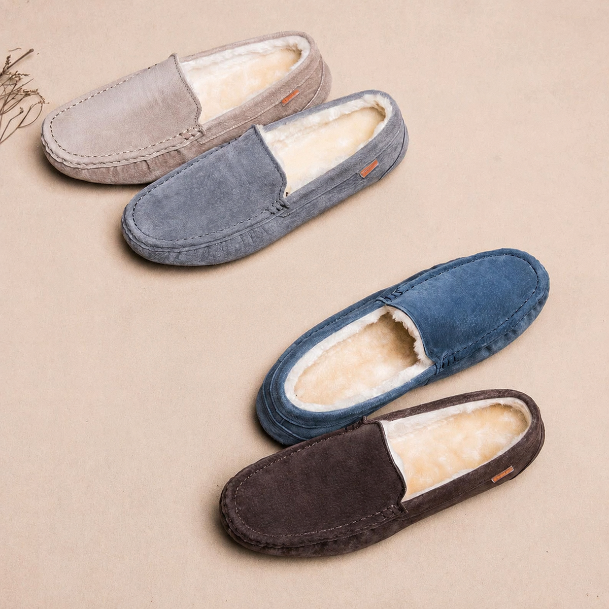 Men's Sheep's Wool Slippers, Non-Slip