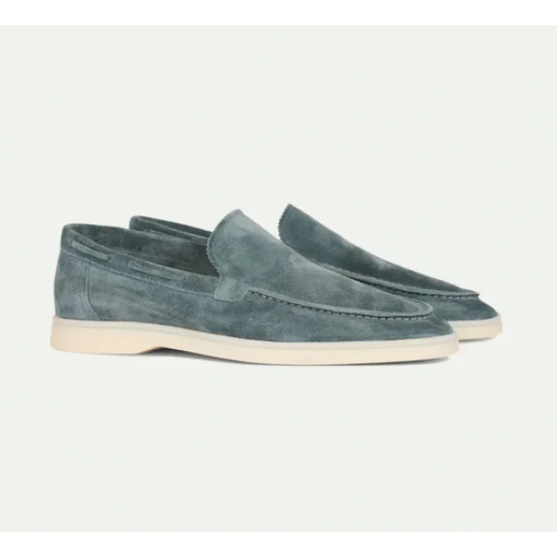 Men's Suede-Look Slip-On Shoes – Light Blue