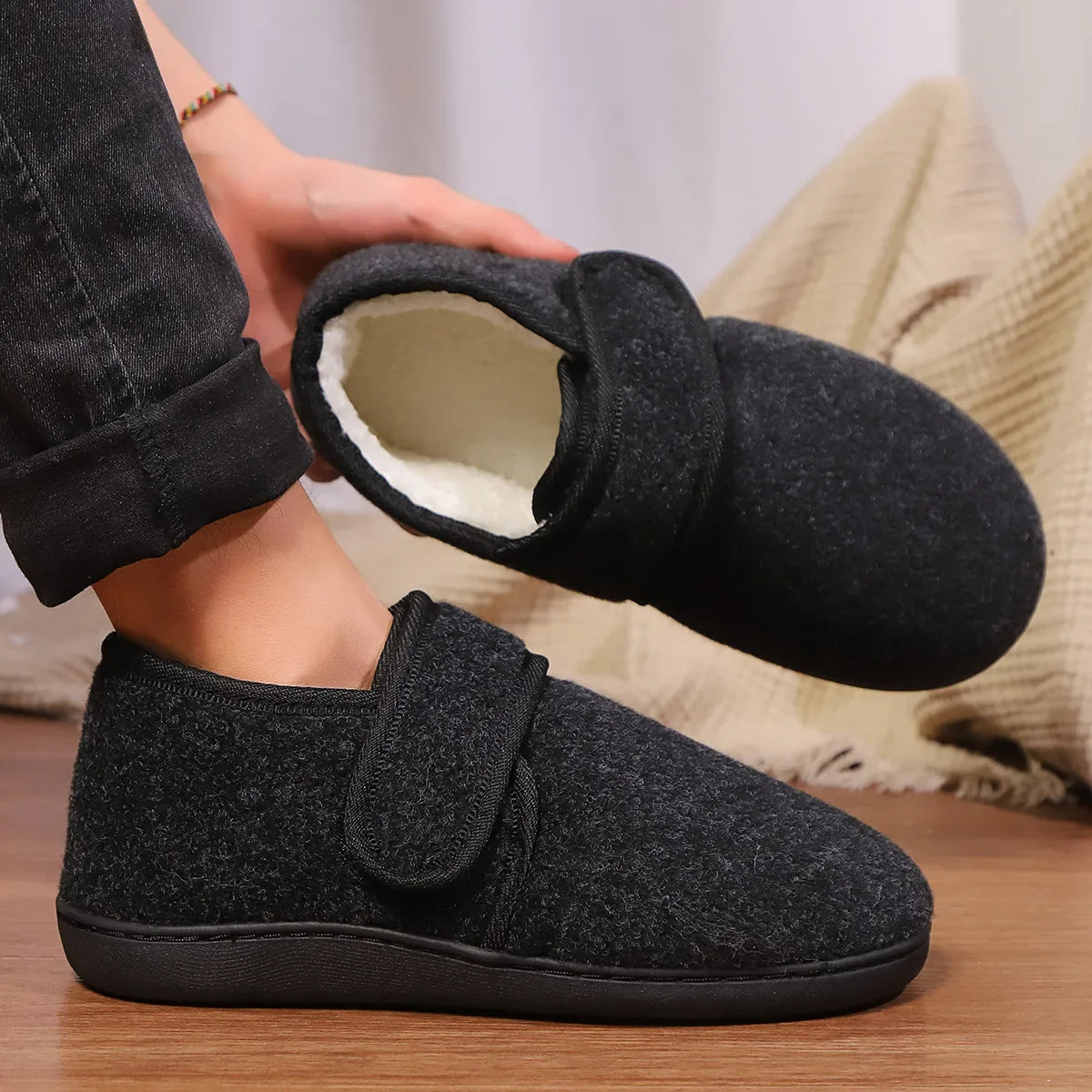 Men's Slippers with a Stable Ankle Strap
