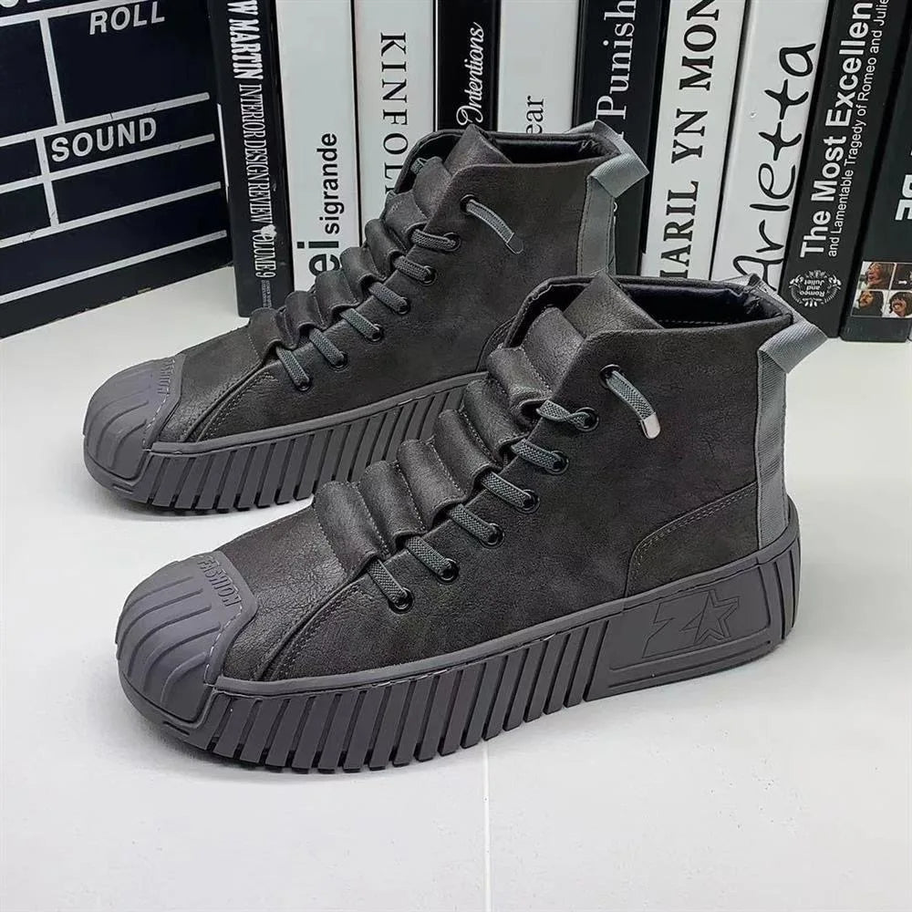 Men's Sturdy Lace-Up Shoes, Durable – Grey