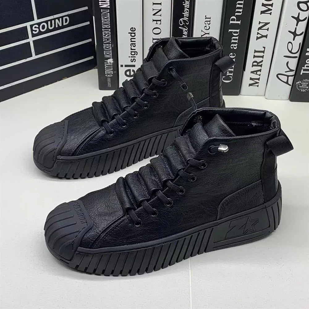 Men's Sturdy Lace-Up Shoes, Durable – Black