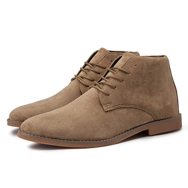 Men's Suede Ankle-Height Lace-Up Shoes – Khaki