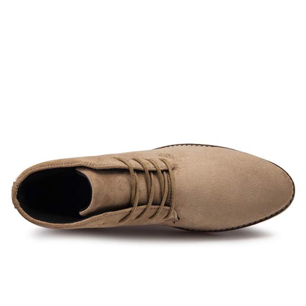 Men's Suede Ankle-Height Lace-Up Shoes – Khaki