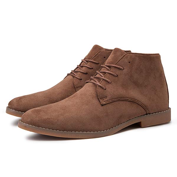 Men's Suede Ankle-Height Lace-Up Shoes – Brown