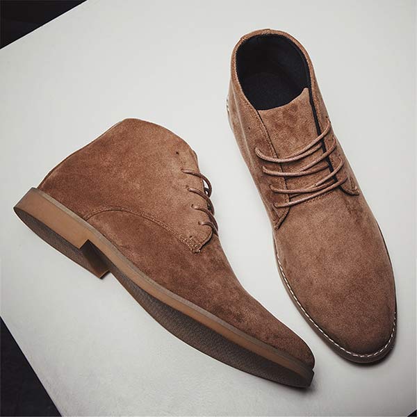 Men's Suede Ankle-Height Lace-Up Shoes – Brown
