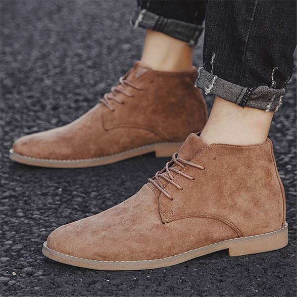 Men's Suede Ankle-Height Lace-Up Shoes