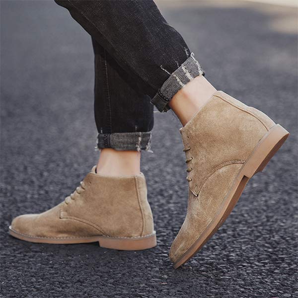 Men's Suede Ankle-Height Lace-Up Shoes