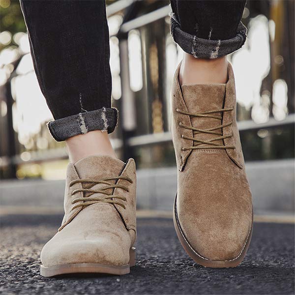 Men's Suede Ankle-Height Lace-Up Shoes